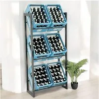DanDiBo Standregal Bierkistenregal 6 Kisten Schwarz Metall Stehend 96563 71 cm, 3 Etagen, Platzsparend, Multifunktionell