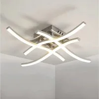 Riserva LED Deckenleuchte Silberfarbene Wellen Form LED Deckenleuchte 24W 4000K Neutralweiß, LED wechselbar