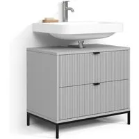 Livinity® Waschbeckenunterschrank Aterno, Grau, 70 x 63 cm mit 2 ausziehbaren Schubladen (1-St)