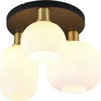 TRIO Leuchten Deckenleuchte DIVA, E27 Deckenlampe 3-flammig mit Glasschirm, exkl 3xE27 max 10W, Leuchtmittel wechselbar, warmweiß - kaltweiß, Deckenlampe Ø 39cm, Glasschirme in 3 Formen, Lampe Wohnzimmer Küche
