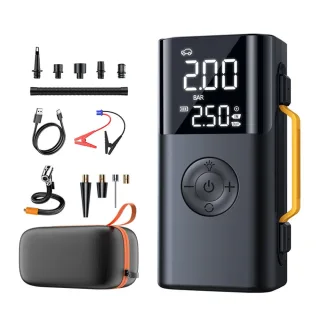 QS213 12V 6000mAh / 10000mAh Portable Multifunction Inflatable Blower Jump Starter All-in-One Dual-screen Digital Displa