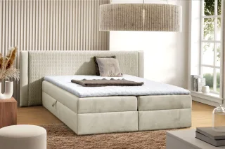 Boxspringbett Schlafzimmerbett CEDRIC 180x200cm Stoff Magic Velvet Creme