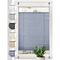 Sonello Plissee crush Klemmfix ohne Bohren, blickdicht, Klemmfix, verspannt, 30cm x 100cm Dunkelblau Faltrollo, Easyfix, Blickdicht, Lichtschutz Sonnenschutzrollo verspannt, Jalousie Rollo für Fenster & Tür, einfache Montage, in verschiedenen Farben 