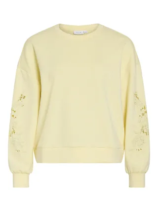 VILA - VISIFFI O-NECK L/S SWEAT TOP Pastel Yellow - Gr. - L
