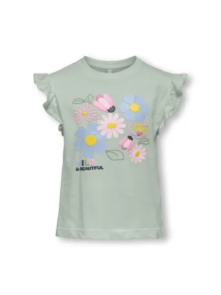 KIDS ONLY - KMGRUTH SL FRILL LOOSE TEE JRS Frosty Green - Gr. - 116