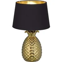 Reality Leuchten LED Tischleuchte, LED wechselbar, Warmweiß, groß-e ausgefallene Designer-lampe für Fensterbank Schwarz Gold H 43cm