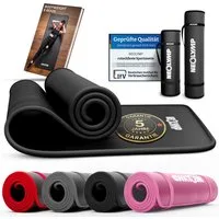 NEOLYMP Fitnessmatte (Yogamatte mit Tragegurt inklusive Trainingsbuch mit Übungseinheiten)