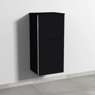 Sanipa 3way Mittelschrank mit 1 Tür und 1 Auszug, Schwarz-Matt, BS12908 BS12908
