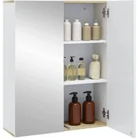 EUGAD Spiegelschrank (1-St) mit Doppeltür, 60x75x20cm, weiß und helle Eiche