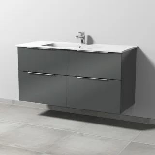 Sanipa 3way Waschtischunterbau zu Duravit ME by Starck Waschtisch mit 4 Auszügen, Anthrazit-Glanz UF72779