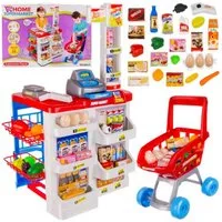 ISO TRADE Spiellebensmittel Spielzeugsupermarkt, (Spar-Set, 1-tlg., Kasse Tresen), Kinderspielzeug mit Wagen und Zubehör
