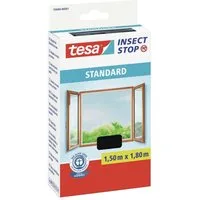 tesa Fliegengitter-Gewebe, Stand Klettband für Fenster anthrazit 1,5m: 1,8