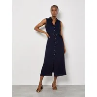 Apricot Midikleid Midikleid aus Leinenmischung (mit Stoffgürtel) mit Gürtel
