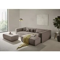 LeGer Home by Lena Gercke Ecksofa PIARA XXL Struktur, L-Form, Schlaffunktion, Hocker stellbar zum Schlafsofa (Krokodilverbinder), tiefe Sitzfläche