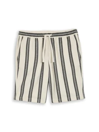 Denim Tom Tailor - Relaxed Fit Shorts mit Streifenmuster wool white big stripe - Gr. - L