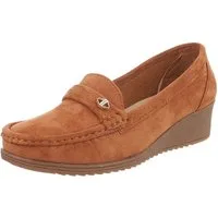 Ital-Design Eleganter Damen Slipper mit Wedge-Sohle und Details Slipper (90482672) Keilabsatz/Wedge Mokassins in Camel