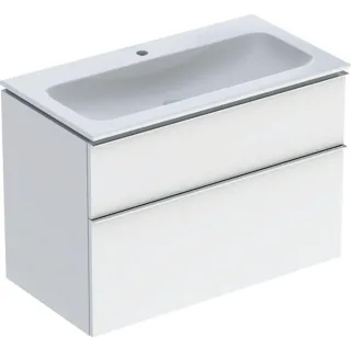 Geberit Icon Waschtisch mit Unterschrank 90 cm 502337012 Waschtisch-Set 90x63x48cm, weiß, Korpus weiß hochglänzend, Griff glanzverchromt