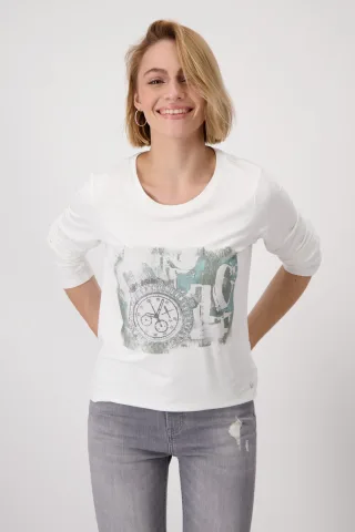 monari - Shirt mit Uhren-Print off-white - Gr. - 40