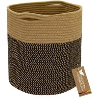 HMF Aufbewahrungskorb Aufbewahrungskorb mit versteckten Griffen, runder Korb passend für Kallax, 31 x 31 cm, Schwarz-Honig