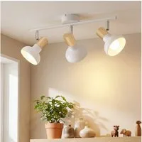 ZMH Deckenstrahler E14 Flammig Eisen Lampenschirm Deckenlampe Flur & Schlafzimmer, ohne Leuchtmittel, Weiß Schwenkbar 350° Modern Wohnzimmerlampe
