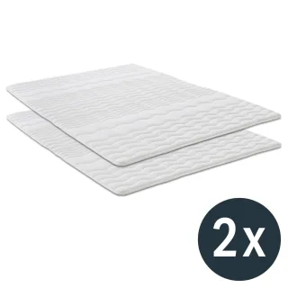 2,5 cm Komfortschaumtopper 90 x 200 cm mit Wellensteppung und Eckgummis, Doppelpack (2 Stück)