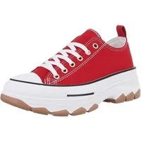 Ital-Design Damen Low-Top Freizeit Sneaker (88930394) Keilabsatz/Wedge Sneakers Low in Rot