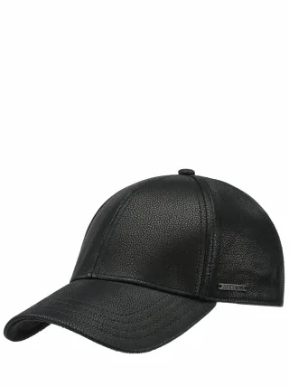 Stetson Herren Leder-Baseballcap Schwarz Rindleder