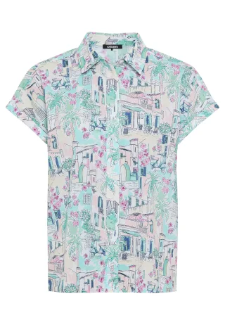 Olsen - Blouse Woven Short Sleeves pool blue - Gr. - 44