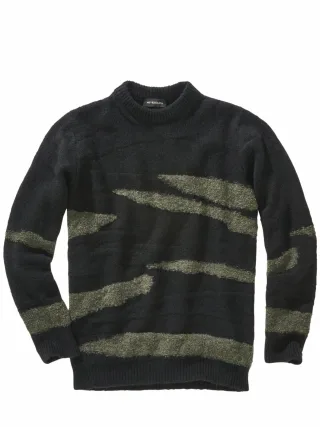 Mey & Edlich Herren Tektonischer Pullover Schwarz 34 % Wolle, 33 % Polyacryl, 33 % Polyester