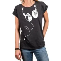 MAKAYA Oversize-Shirt Damen Top mit Print - Kopfhörer Aufdruck Basic Sommer Tunika Frauen (Oberteile, Baumwolle) Große Größen