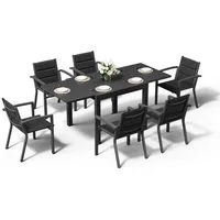Furnicopia Garten-Essgruppe Gartenmöbel set gartenlounge set fur 4–8 Personen, (7-tlg), Ausziehbarer Gartentisch & Stühle, wetterfest & stabil