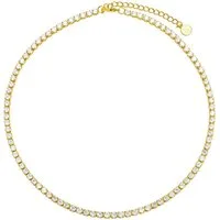 Brandlinger Choker Halskette St. Moritz, Tenniskette eng anliegend, mit weißen Steinen, vergoldet