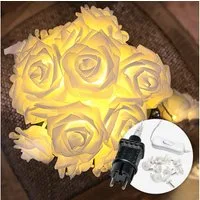 COZY HOME LED-Lichterkette Rosen Lichterkette Batterie & Stecker -, 5 Meter & 20 Blumen LED Warmweiß I Batterie&Stecker I Innenanwendung