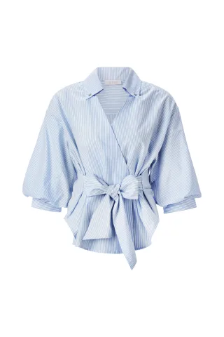 Rich & Royal - Blouse with Puffed Sleeves skyway blue - Gr. - 38