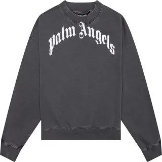 Palm Angels GD Curved Logo Gewaschener Pullover Schwarz