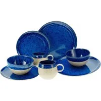 CreaTable Kombiservice Deep Blue Sea Blau (8-tlg), 2 Personen, Steinzeug
