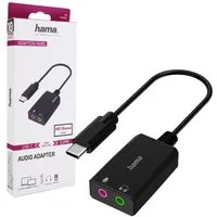Hama USB-C externe Soundkarte auf 3,5mm Klinke Tablet-Kabel, Klinken-Buchse Adapter Audio Konverter für PC Notebook MacBook Tablet