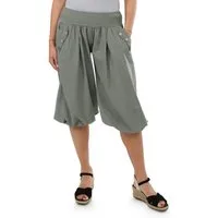 malito more than fashion Haremshose malito Damen Pumphose Capri Holzzierknöpfe 23286H kurze Sommer Pumphose in Unifarben Einheitsgröße