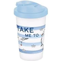 Geda Labels GmbH Coffee-to-go-Becher Take me to the ocean, 1-tlg., PP, Blau, 400 ml, doppelwandig, auslaufsicher
