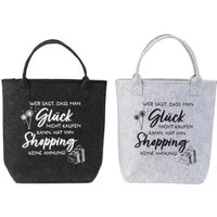 MF Einkaufsshopper Filz Taschen 2er Set Shopping Glück kann man doch kaufen