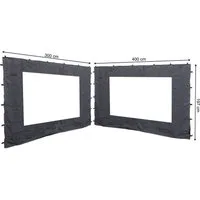 Quick Star Pavillonseitenteil 2 Seitenteile mit PE Fenster Rankpavillon 3x4 Anthrazit, 0x197 cm, Transluzent