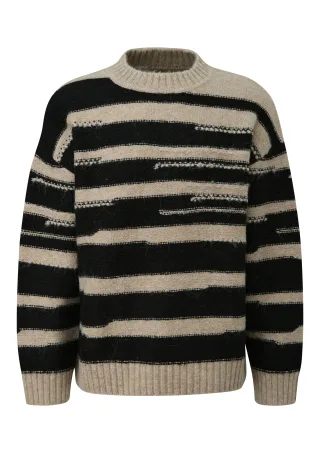 qs - Strickpullover schwarz/beige - Gr. - M