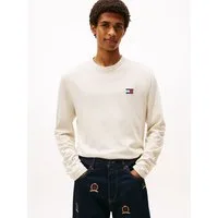 Tommy Jeans Langarmshirt TJM REG BADGE Jersey, Rundhals, meliert, regular fit