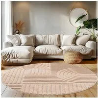 Teppium Hochflor-Teppich Boho-Design, Rund, Höhe: 20 mm, Teppich Wohnzimmer Boho Design 3D Optik Skandinavische Stil