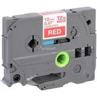 Schriftband TZe-435 12 mm, weiß auf rot