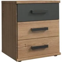 Wimex Nachtkommode Cork, 46/55/40cm, Nachtschrank Made in Germany, industrial Design, rustikaler Look, 3 Schubladen