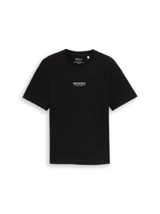 Denim Tom Tailor - Relaxed Fit T-Shirt aus Baumwolle Black - Gr. - M