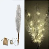 Kunstpflanze künstliches Pampasgras mit LED-Beleuchtung, Timer - 80 bis 115 cm groß - Kunstgräser, Online-Fuchs, Dekoration für Frühling, Sommer, Herbst & Winter