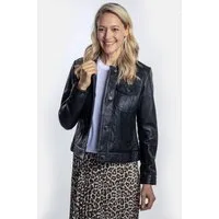 18N62 Lederjacke NEBARBADOS (1-St) in Jeansjacken-Optik aus leichtem Lammnappa