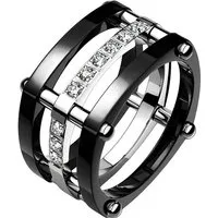 Taffstyle Fingerring Dreiteiliger Titan Ring mit Zirkonia moderner für Damen & Herren (Markanter Statementring mit funkelnden Steinen – hochwertig & stilvoll - Geschenkidee)